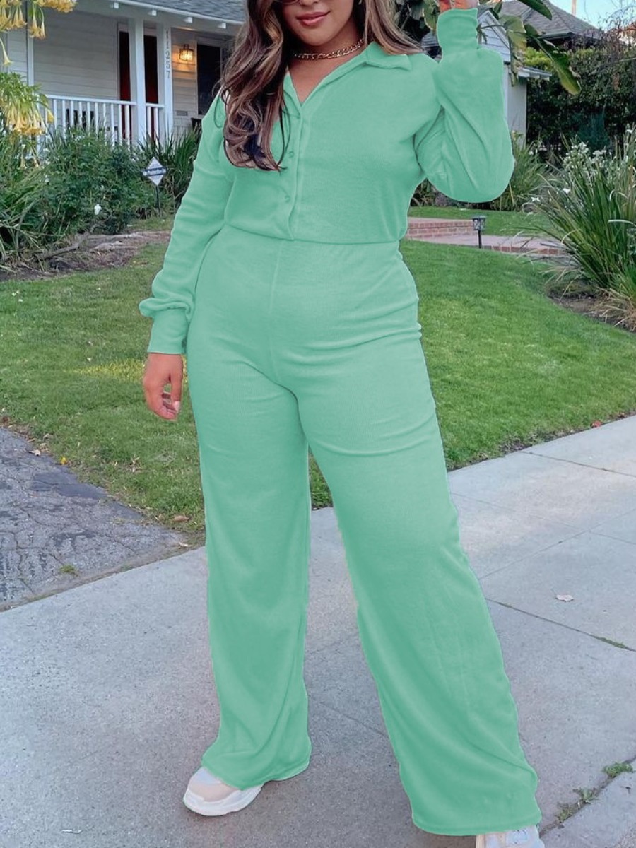 LW Plus Size Button Design Regular Fit Jumpsuit
