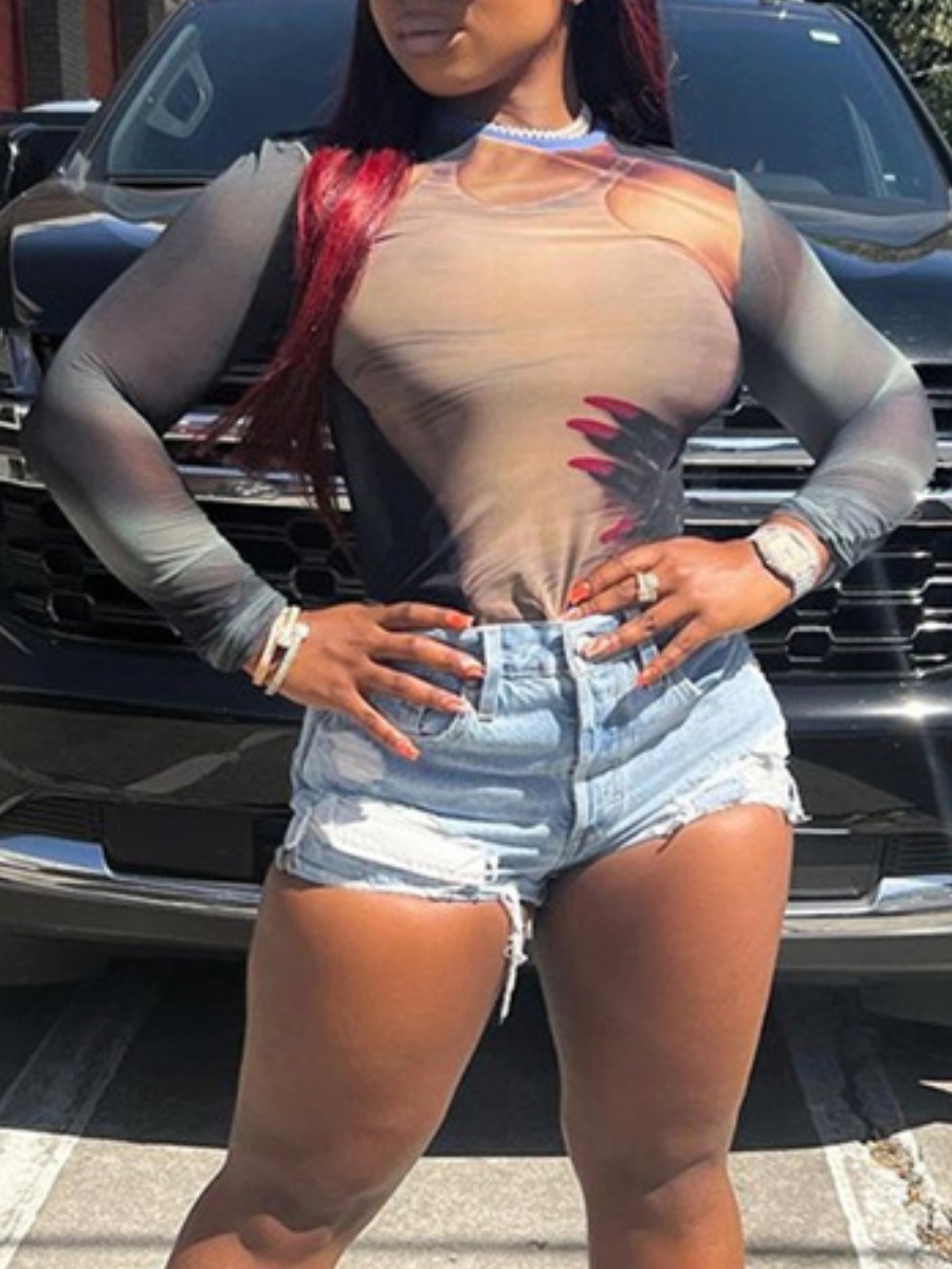 LW Gradient Figure Print Skinny T-shirt