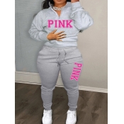 LW Plus Size Pink Letter Print Pants Set