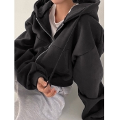 LW Plus Size Hooded Collar Kangaroo Pocket Jacket
