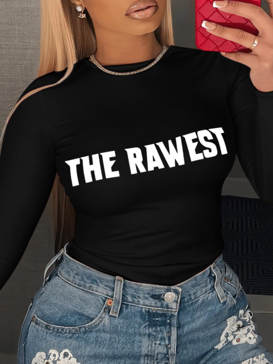 LW Plus Size Letter Print Skinny T-shirt