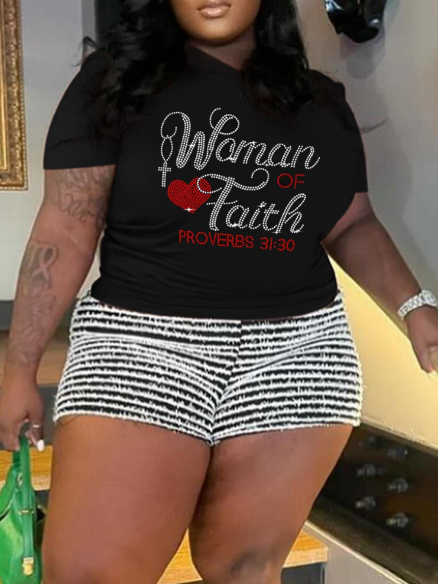 LW Plus Size Heart Letter Decor T-shirt
