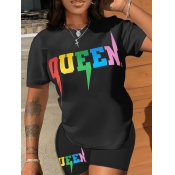 LW BASICS Plus Size Queen Letter Print Patchwork S