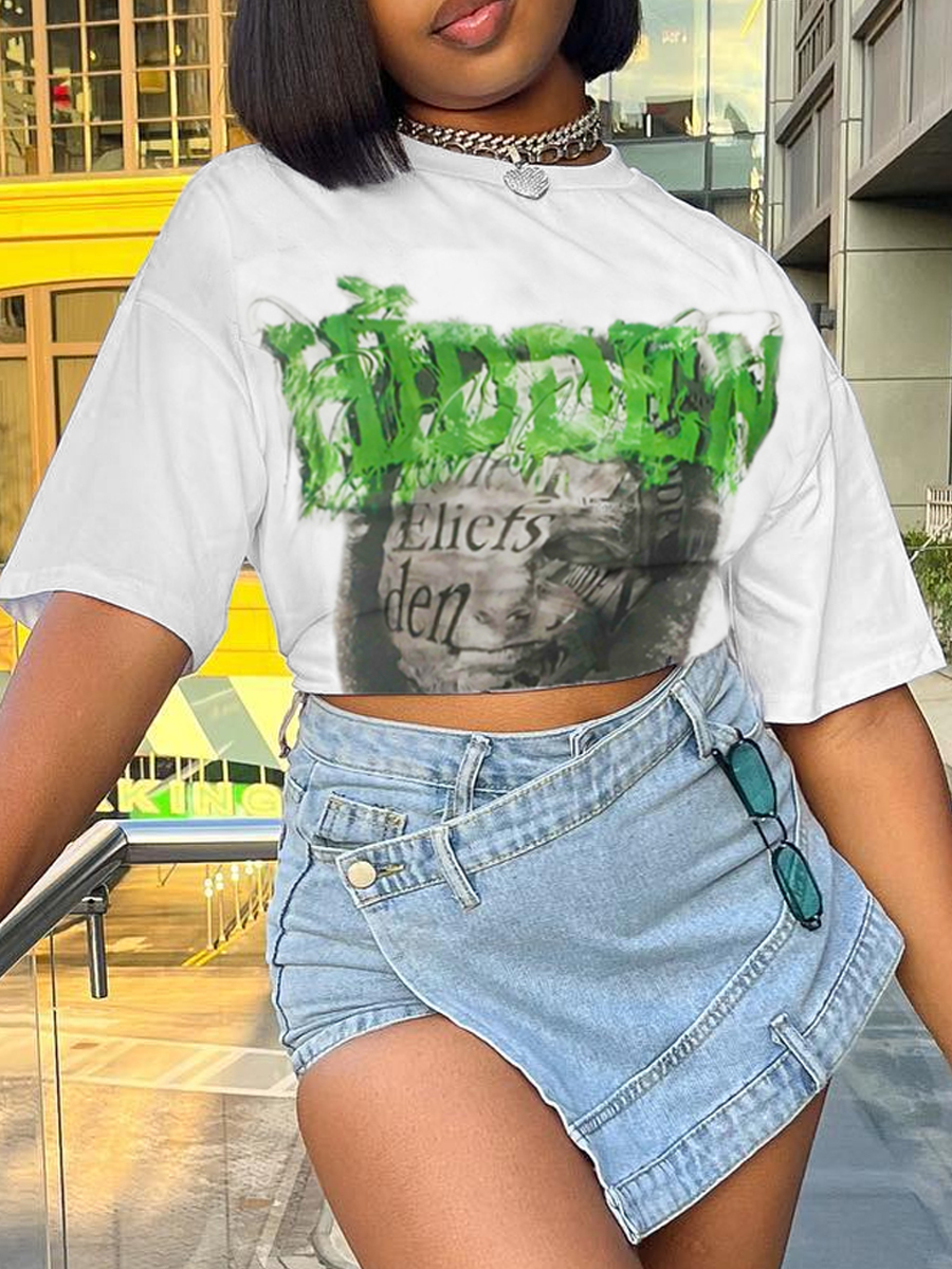 LW Graffiti Letter Print T-shirt