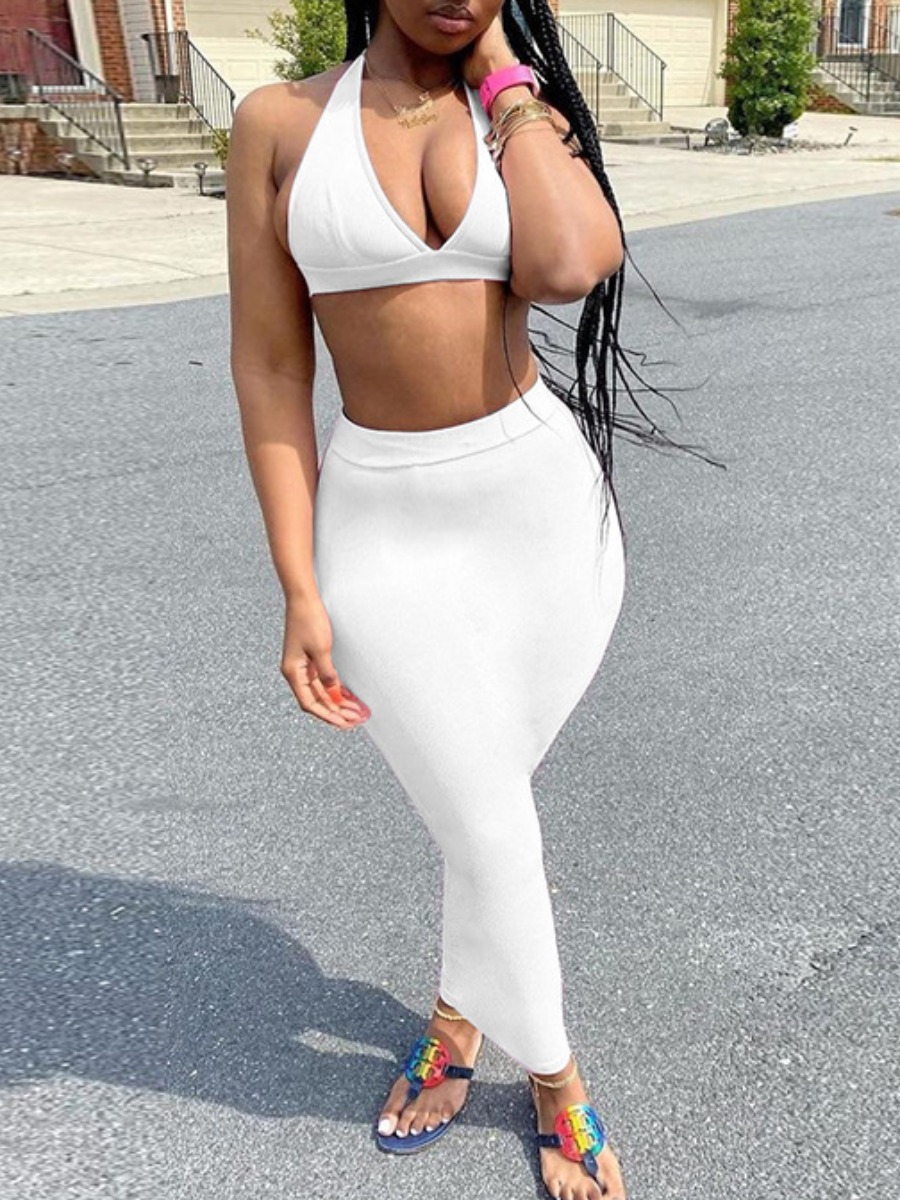 LW BASICS Crop Top Skinny Skirt Set