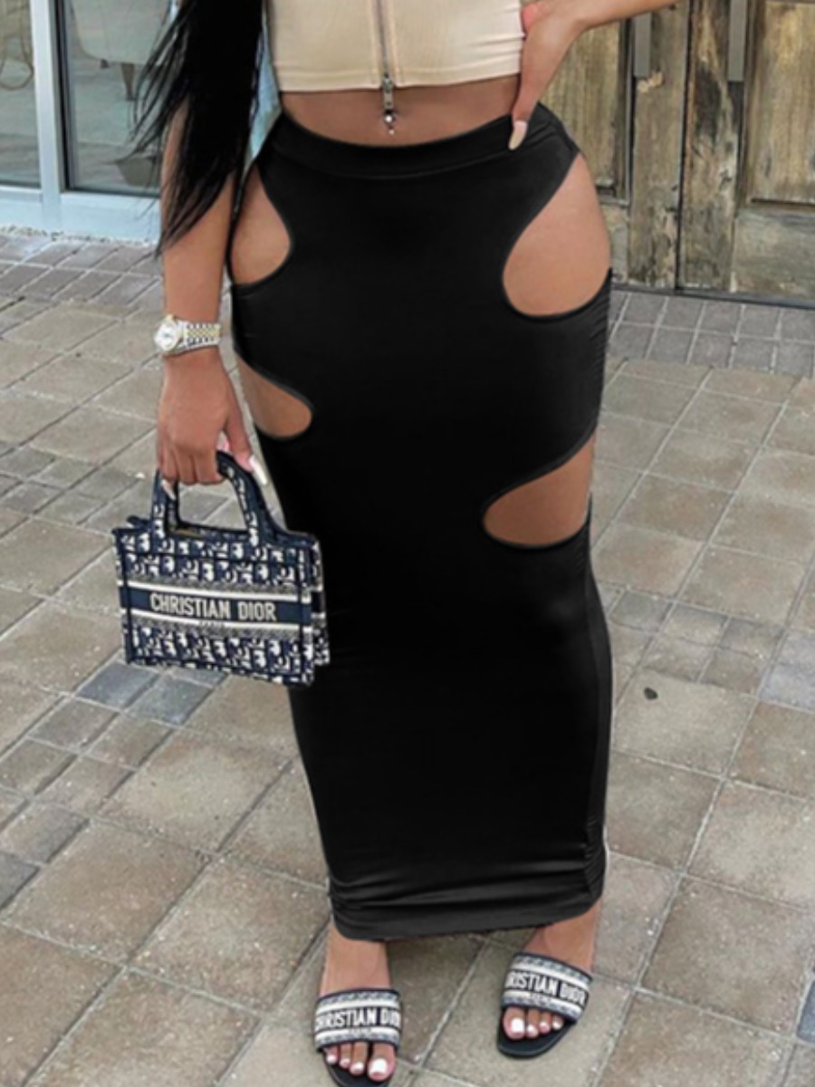 LovelyWholesale Cut Out Skinny Skirt Summer Street Cut Out Spring Summer 2024