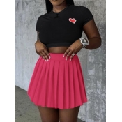 LW Crop Top Love Print Pleated Skirt Set