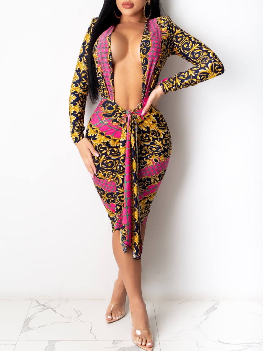 LW SXY Plus Size Pattern Print Dress