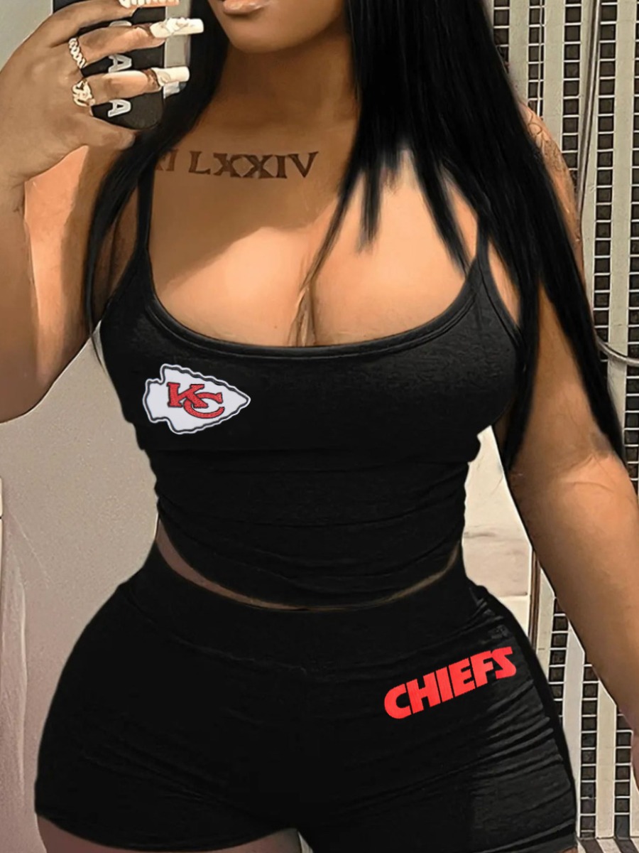 LovelyWholesale Cami Letter Print Shorts Set Summer Sleeveless Casual Vests U Neck Spring Summer 2024