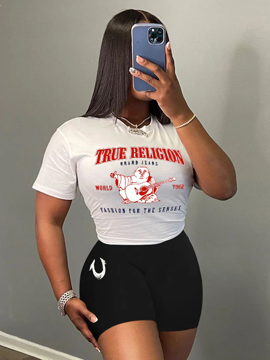 LW Figure Letter Print Shorts Set