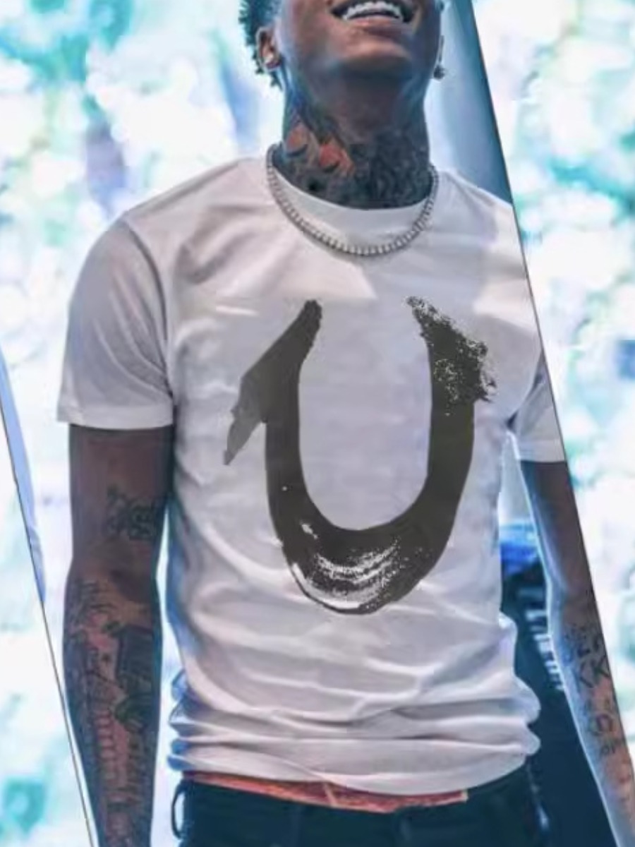 LW Men Pattern Letter T-shirt