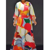 LW Plus Size Floral Print Patchwork A Line Dress