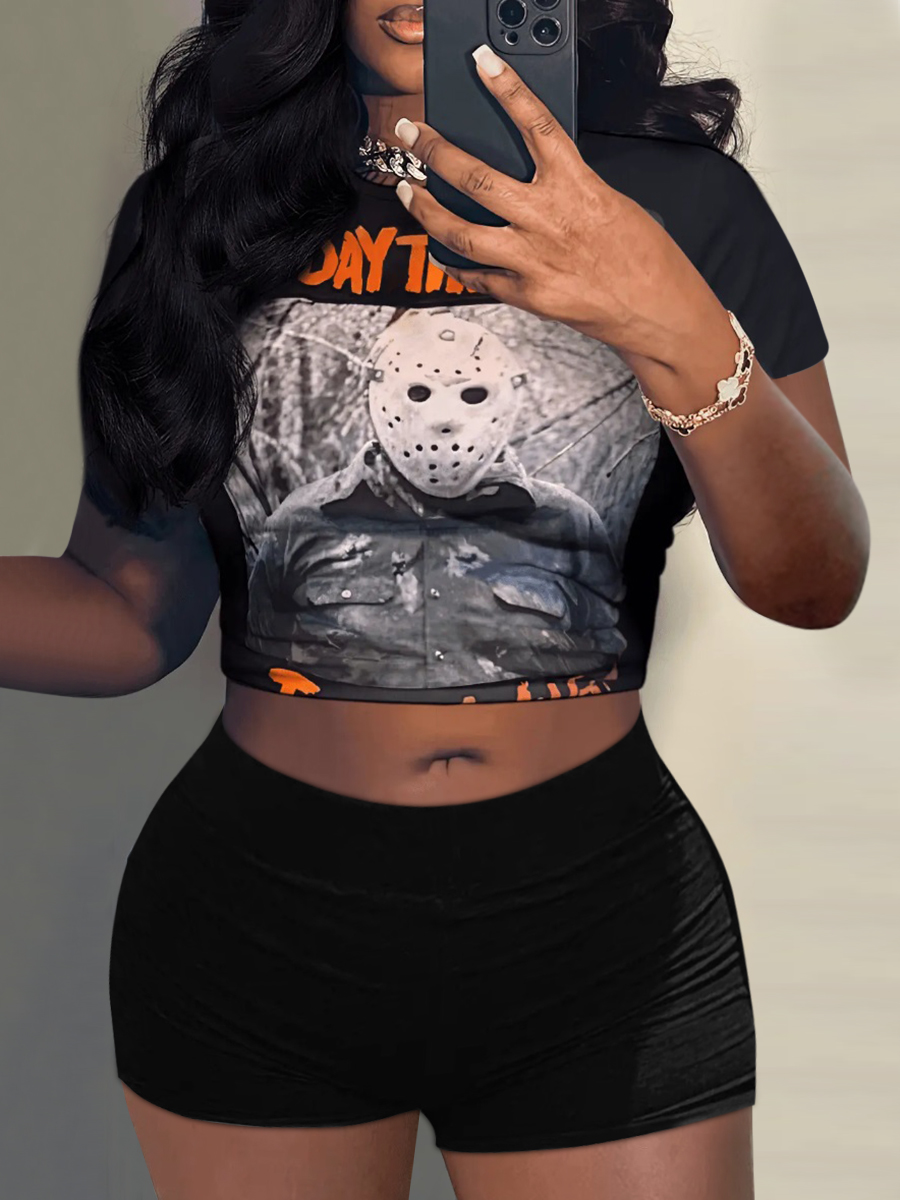 LW Figure Letter Print Shorts Set