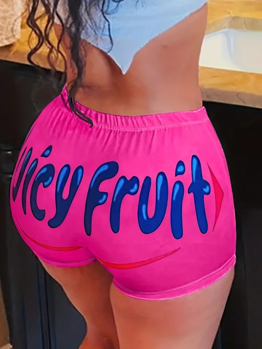 LW Mid Waist Letter Print Shorts
