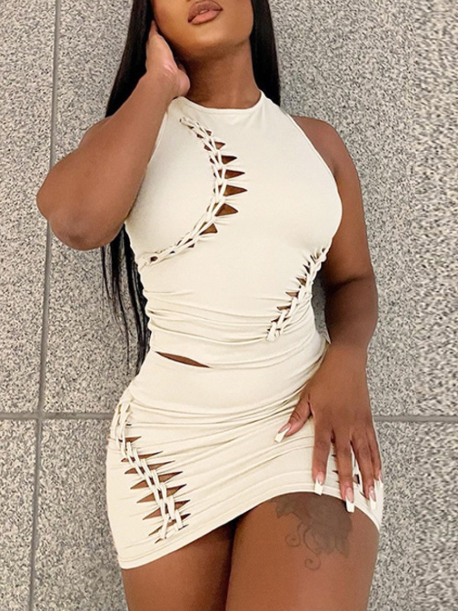 LW SXY Bandage Cut Out Design Bodycon Skirt Set