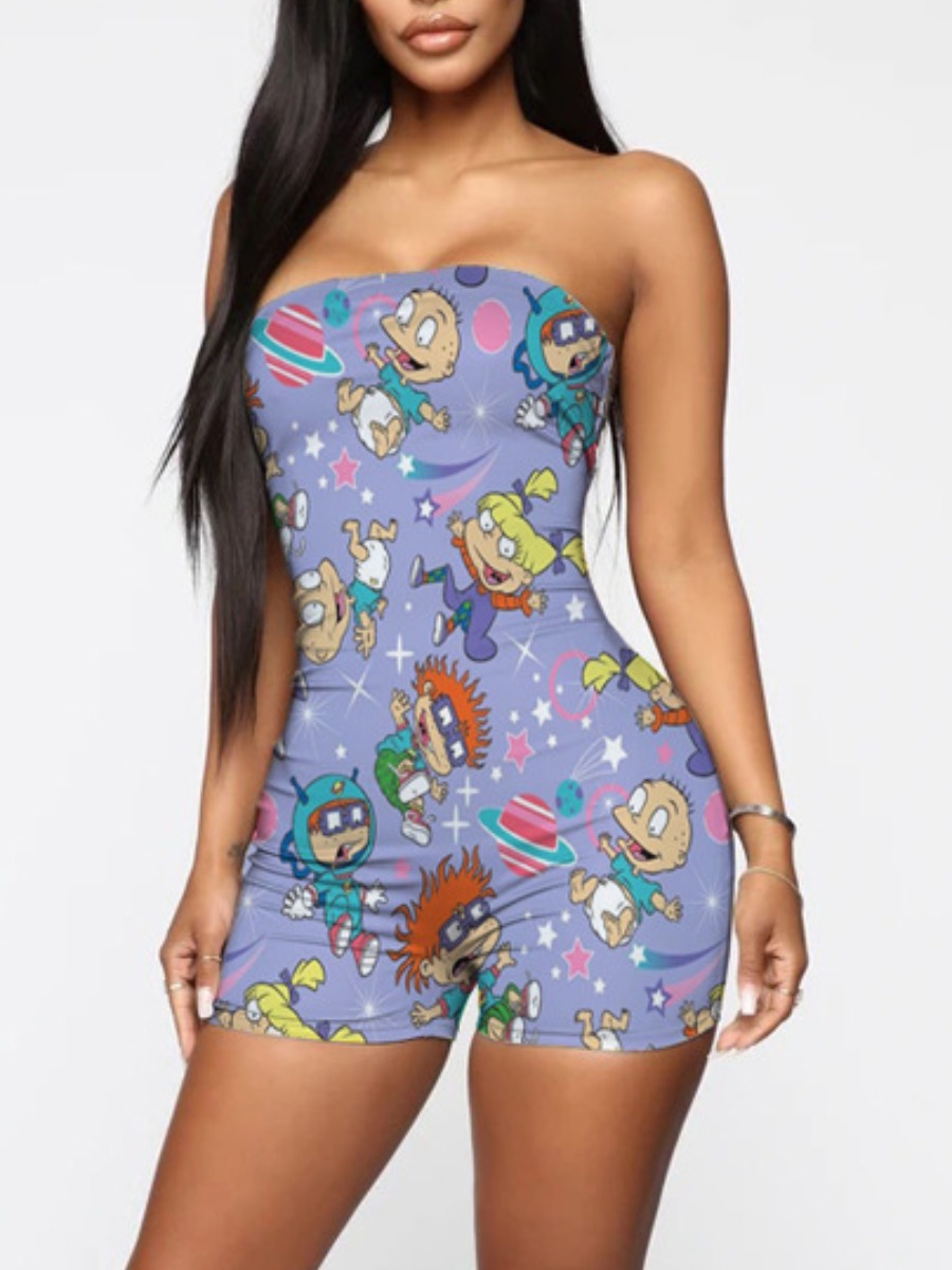 LW Off The Shoulder Cartoon Star Print Romper