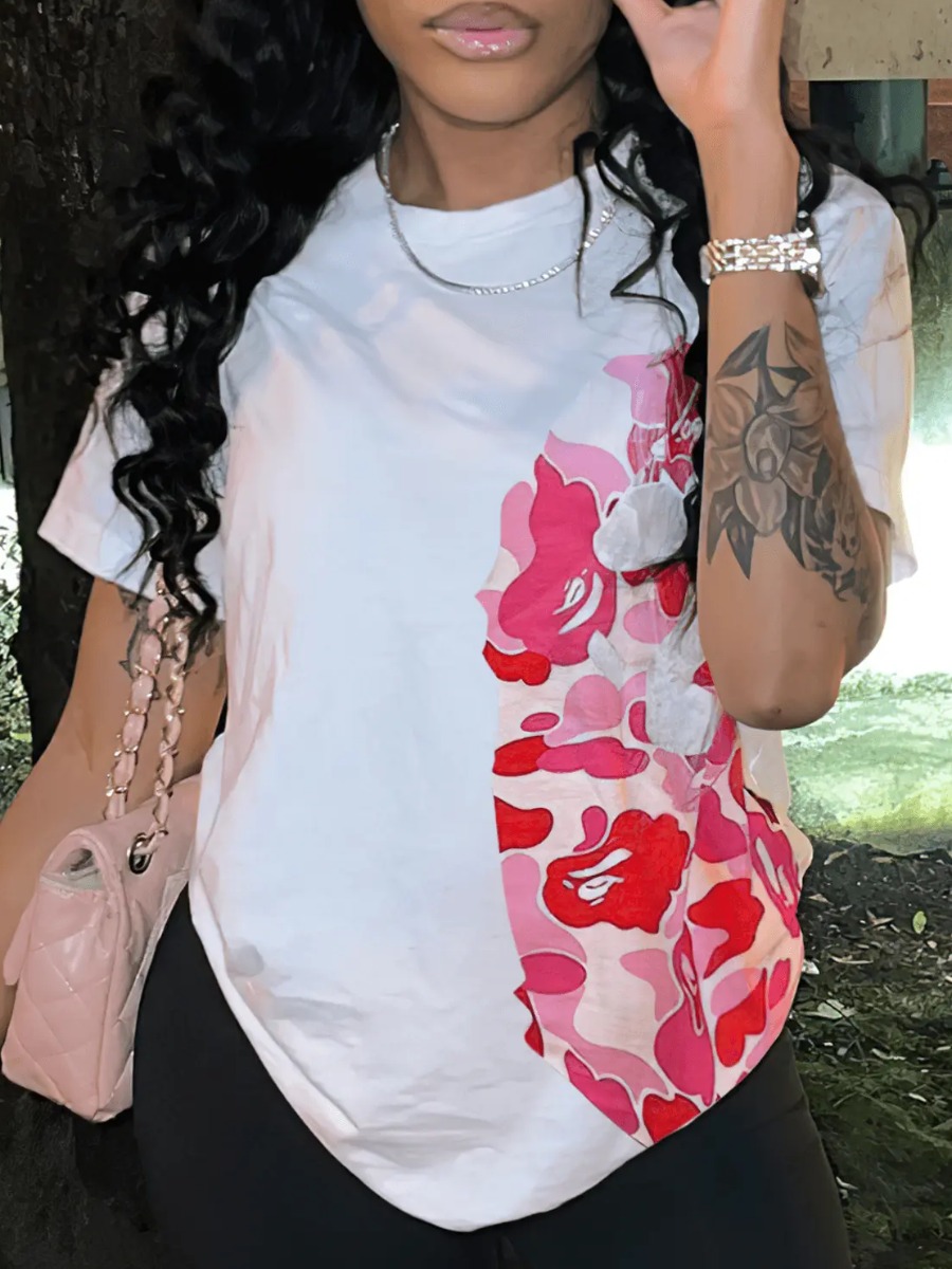 LW Round Neck Floral Print T-shirt