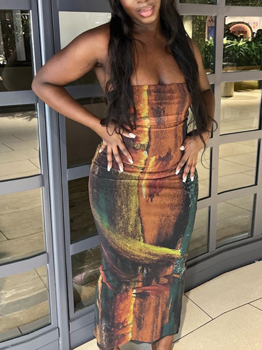 LW Off The Shoulder Mixed Print Bodycon Dress