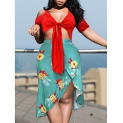 LW Plus Size Floral Print Bandage Design Wrapped S