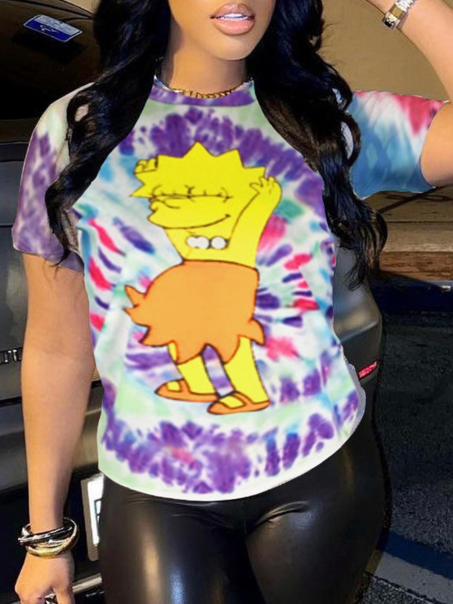 LW Tie Dye Cartoon Print T-shirt