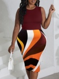 LW BASICS Plus Size Patchwork Printed Regular Dress