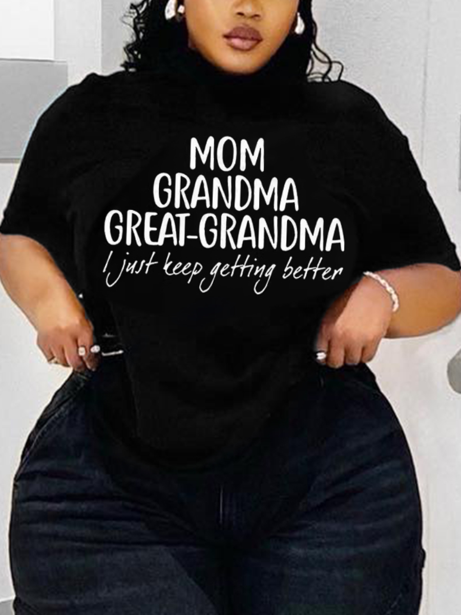 LW Plus Size Round Neck Letter Print T-shirt