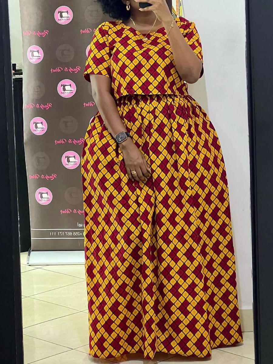 LW Plus Size Crop Top African Print Wide Leg Pants Set 0X