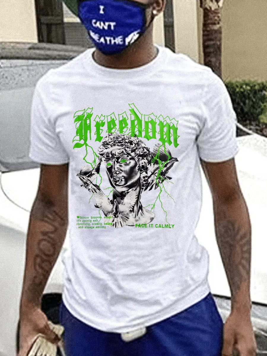 LW Men Pattern Letter T-shirt