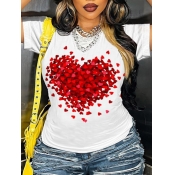 LW Plus Size Round Neck Heart Print T-shirt