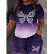 LW Plus Size Gradient Starry Sky Butterfly Print S