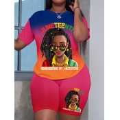 LW Plus Size Juneteenth Gradient Figure Letter Pri