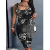 LW Plus Size Ripped Print Bodycon Cami Dress