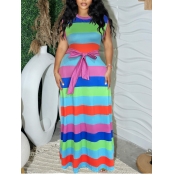 LW Pocket Design Striped Maxi Dress