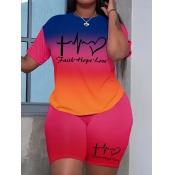 LW Plus Size Pattern Mixed Print Two-piece Shorts 