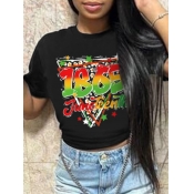 LW Juneteenth Star Gradient Letter Print T-shirt