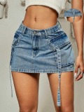 LW Pocket Tassel Design Denim Skirt