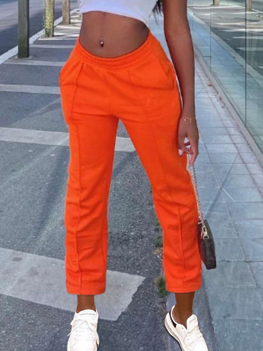 LW BASICS Mid Waist Regular Fit Plain Pants