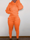 LW BASICS Hooded Collar Kangaroo Pocket Tracksuit Set