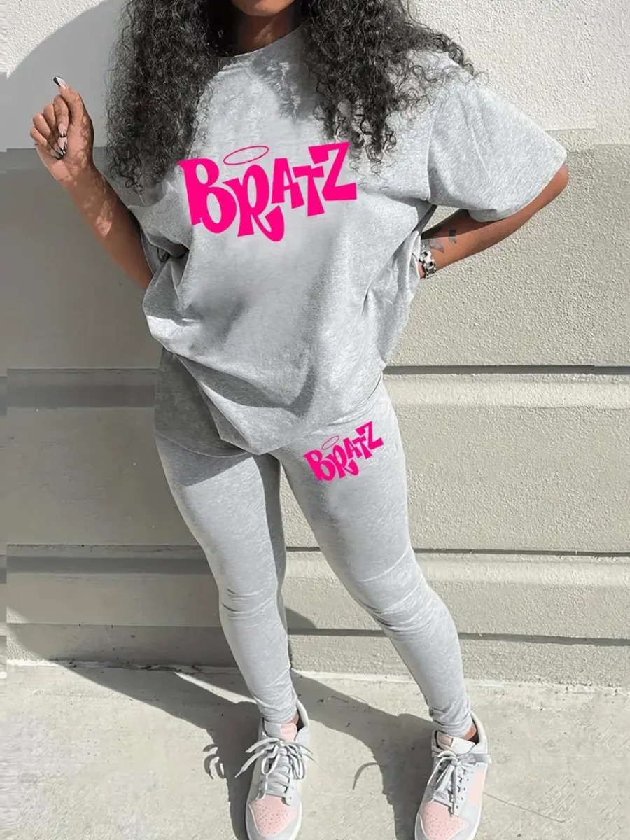 LW Pattern Letter Two-piece Pants Set