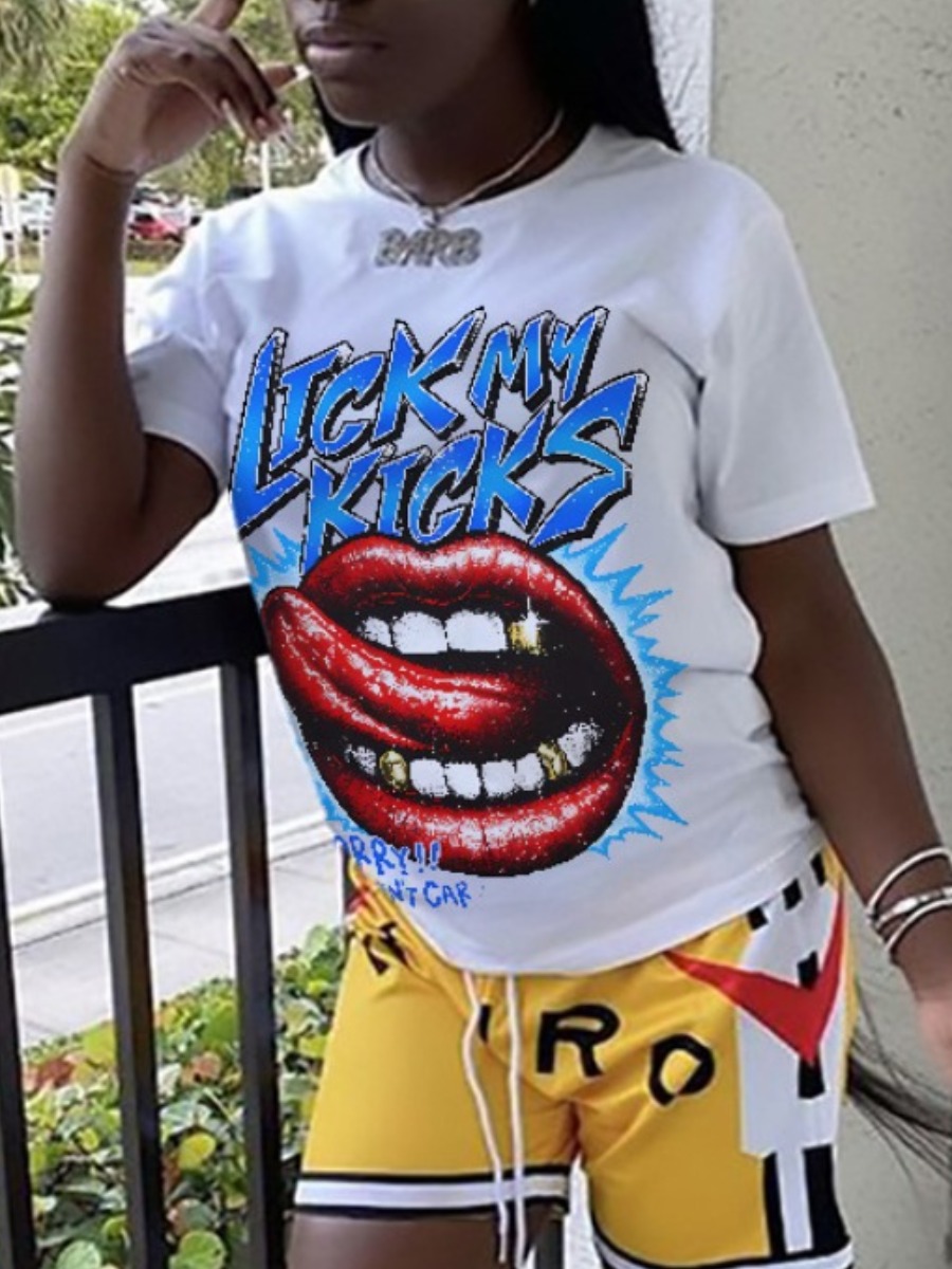 LW Pattern Lip Print T-shirt