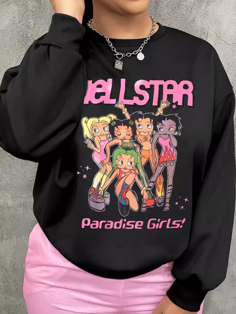 LW Pattern Cartoon Print Sweatshirt