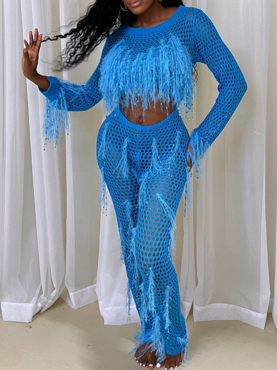 LW Tassel Design Solid Color Jumpsuit（Can be split into two pieces）