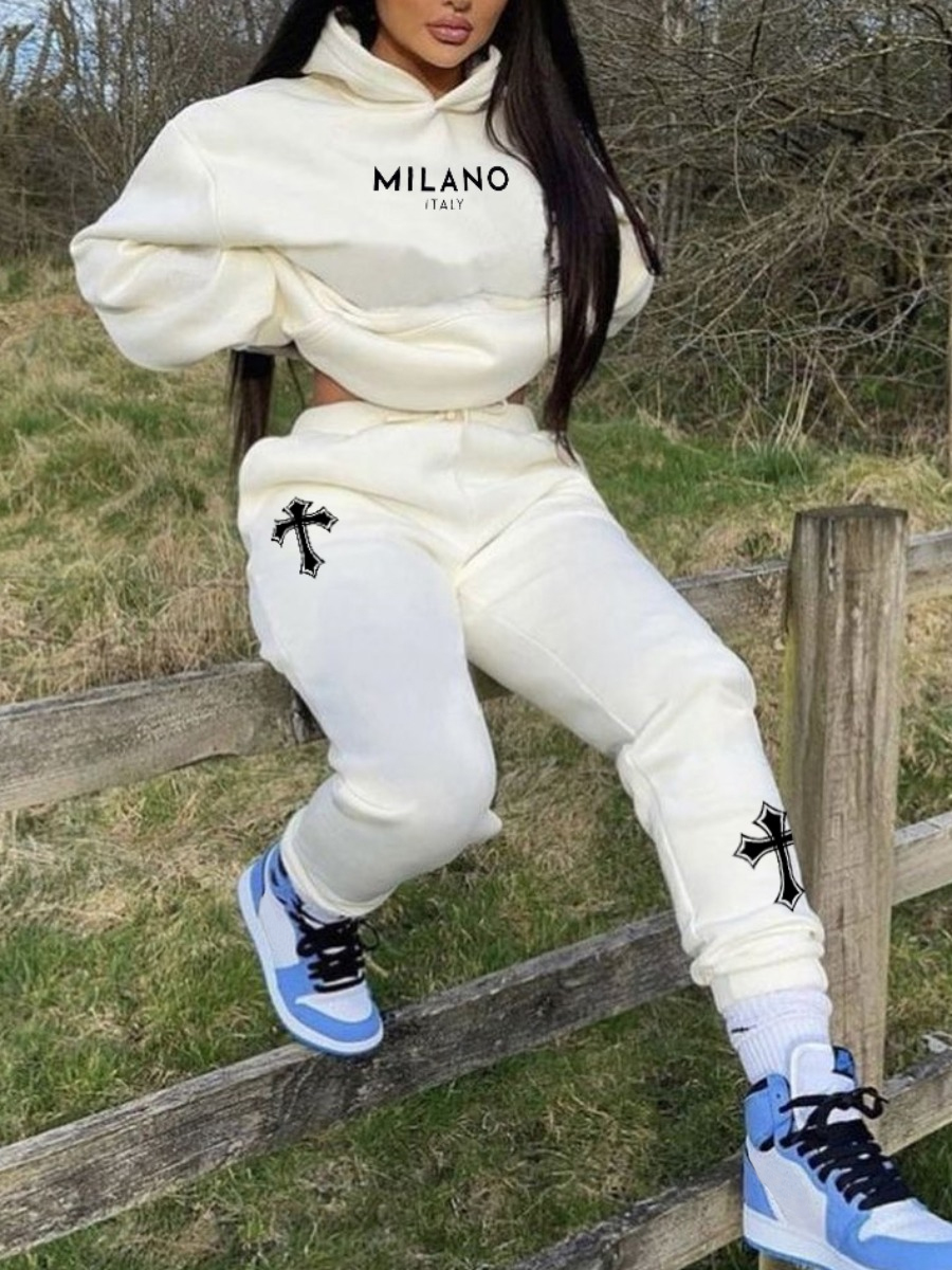 LW Pattern Letter Two-piece Pants Set