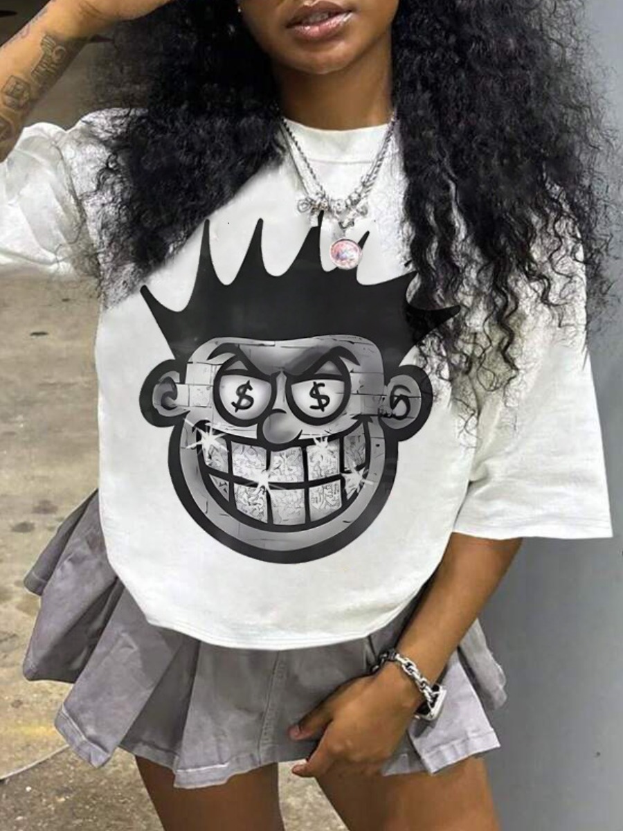 LW Pattern Cartoon Print T-shirt