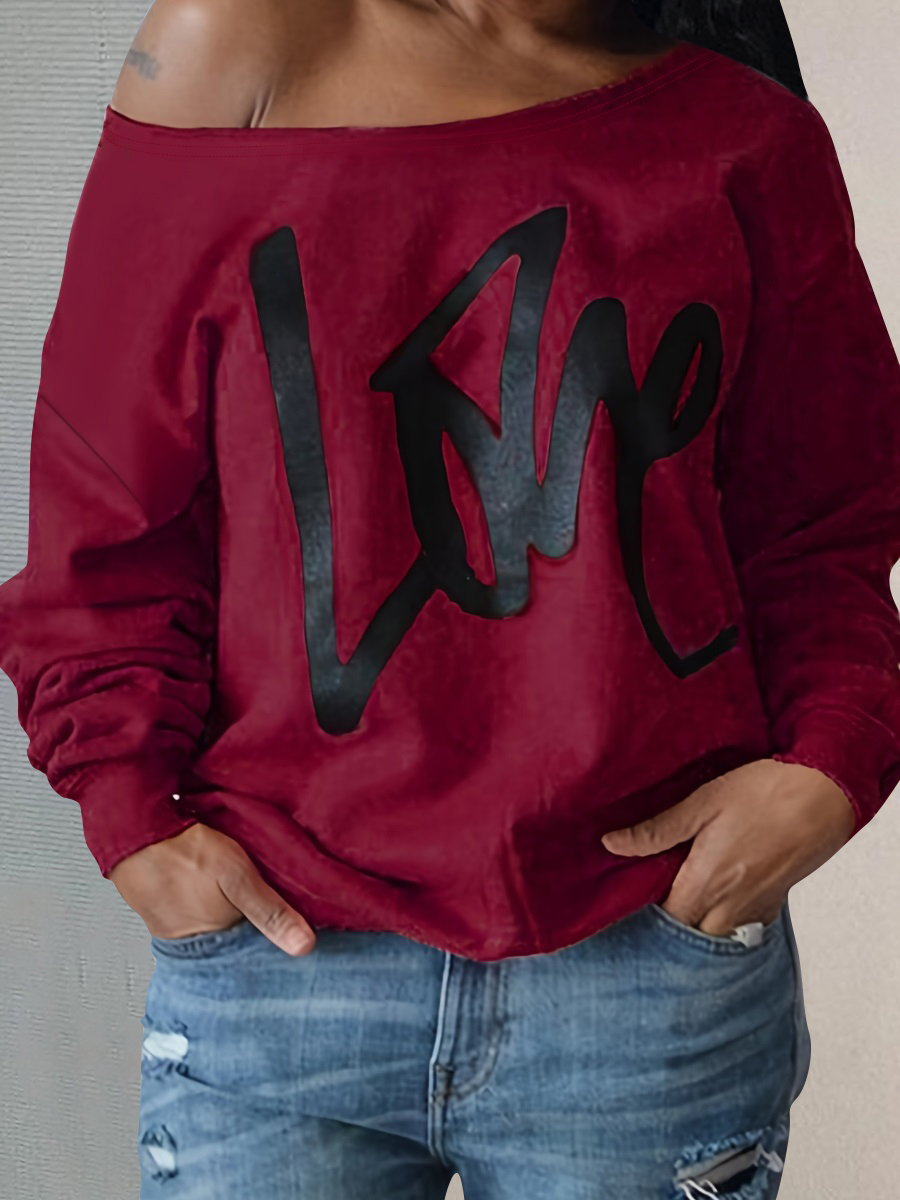 LW Plus Size Love Letter Print Sweatshirt