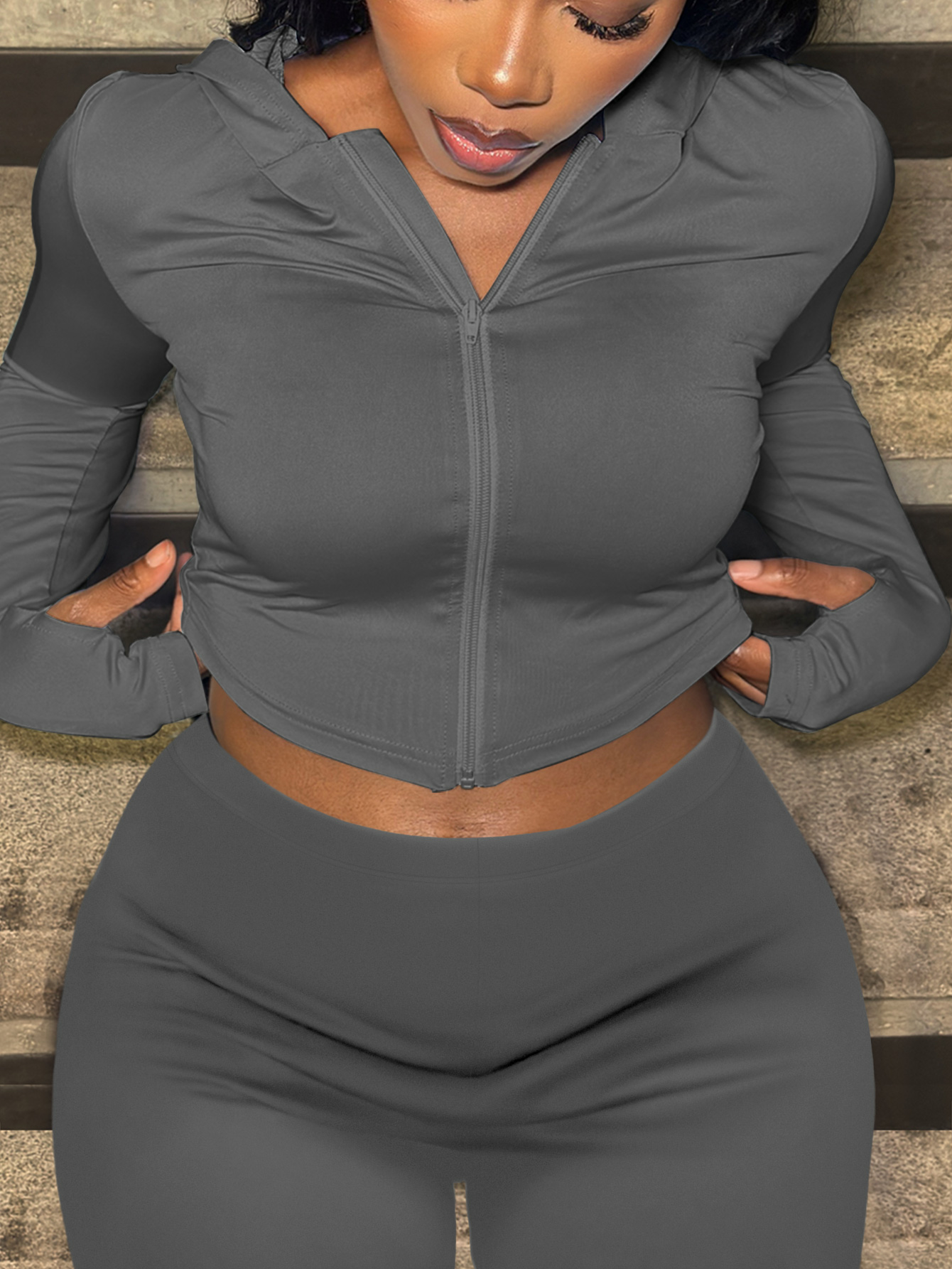 LW Zipper Design Solid Color T-shirt