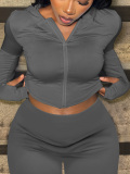 LW Zipper Design Solid Color T-shirt