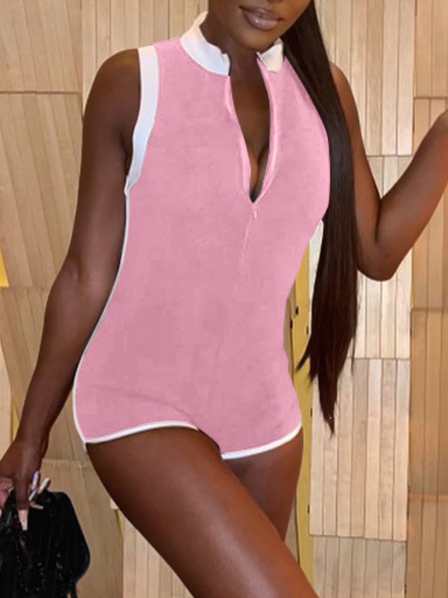 LW BASICS Patchwork Color Contrast Romper