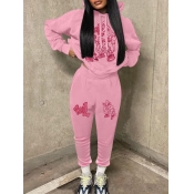LW Pattern Cartoon Print Two-piece Pants Set
