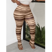 LW BASICS Plus Size Striped Patchwork Skinny Pants